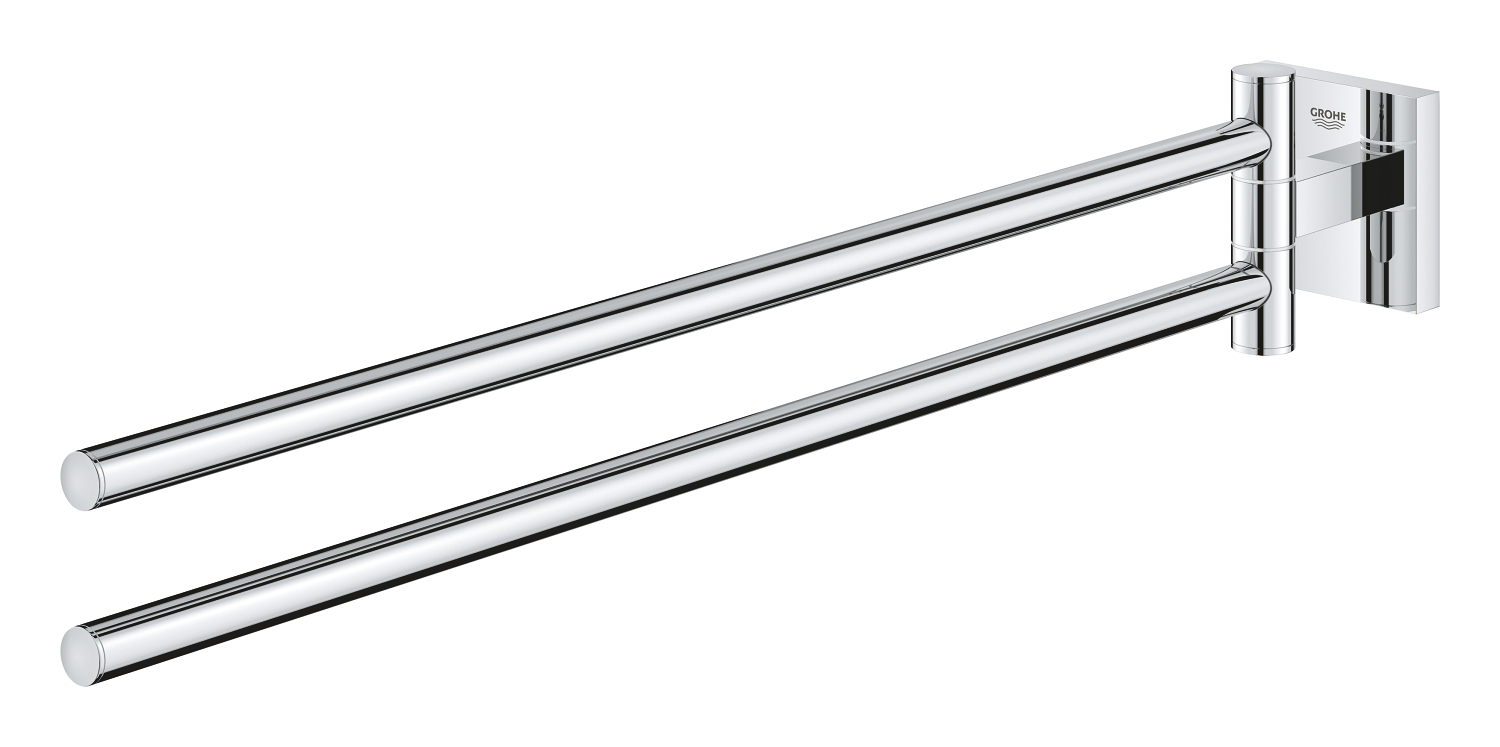 Bara prosop dubla Grohe 40976000, 438 mm, 69 mm, 2 orificii instalare, 2 rafturi, pivotanta, pe perete, Crom
