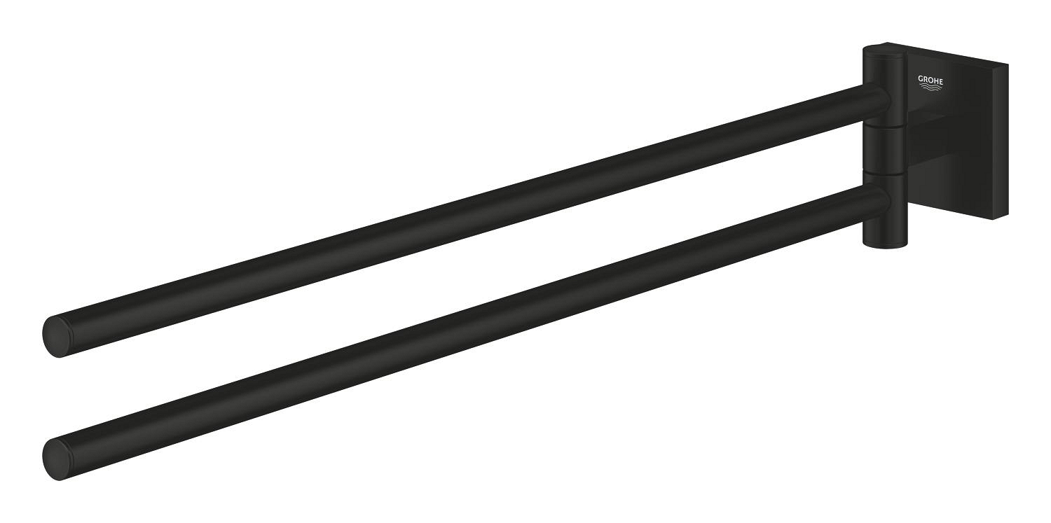 Bara prosop Grohe 409762430, 438 mm, 69 mm, 2 orificii instalare, 2 rafturi, pe perete, metal, Negru