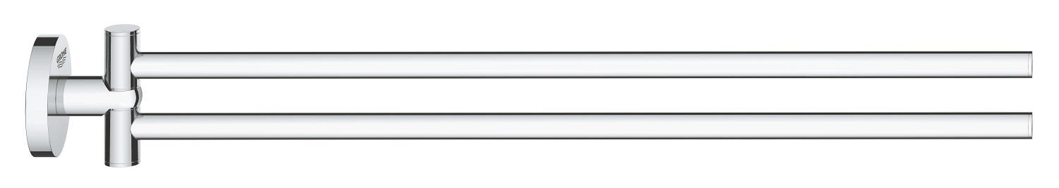 Bara prosop Grohe 41183000, 439 mm, 61 mm, 2 orificii instalare, 2 rafturi, pivotanta, pe perete, Crom