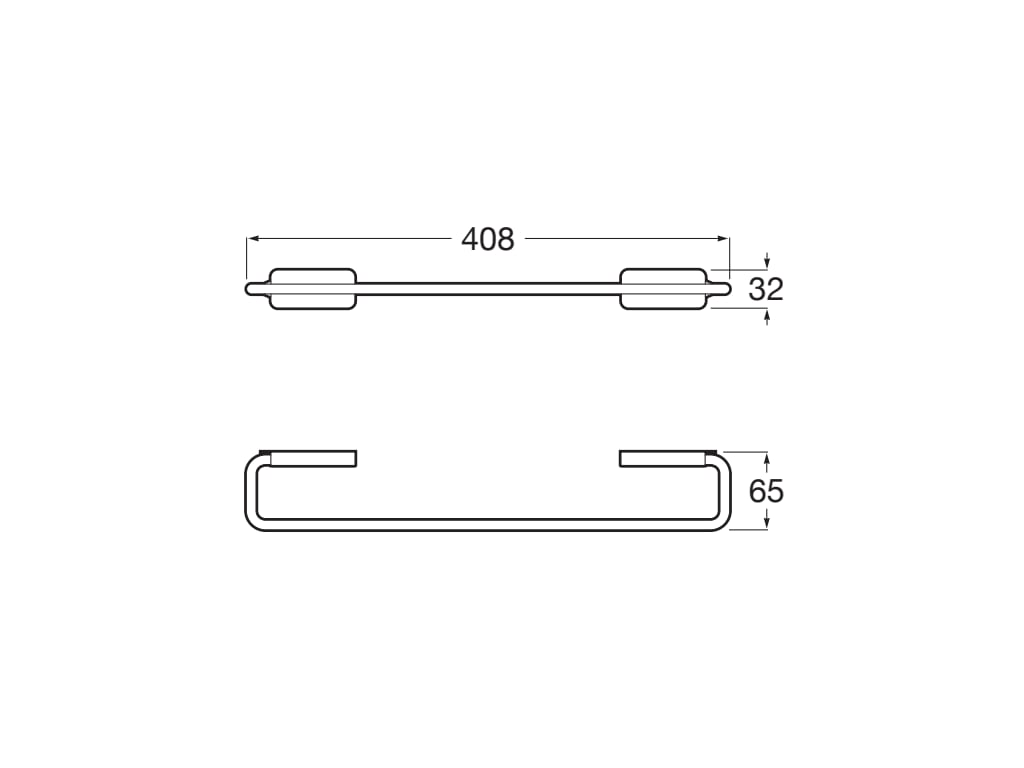 Bara prosop Roca A817724NB0, 408 mm, 65 mm, 2 orificii instalare, 1 rafturi, pe perete, metal, Negru