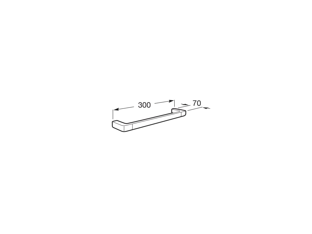 Bara prosop Roca A817039NM0, 300 mm, 70 mm, 2 orificii instalare, 1 rafturi, pe perete, metal, Negru