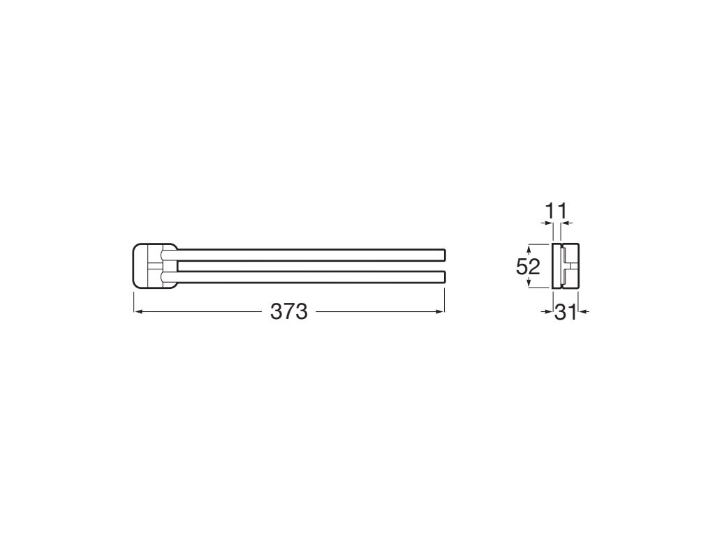 Bara prosop Roca A817885C00, 373 mm, 52 mm, 2 orificii instalare, 2 rafturi, pivotanta, pe perete, Crom