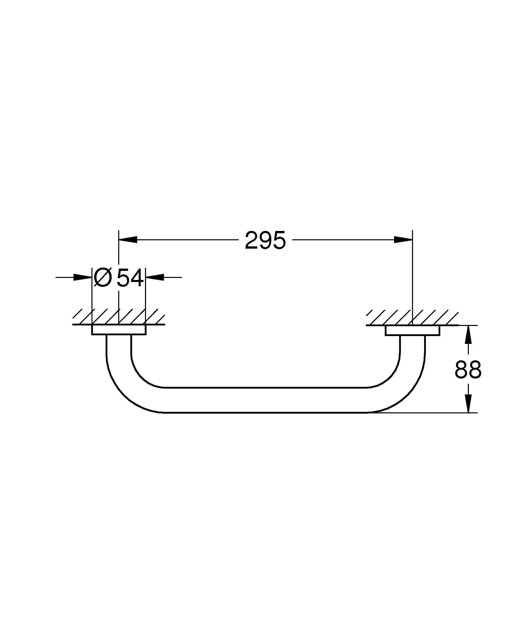 Bara sustinere Grohe 40421001, 350 mm, 88 mm, 2 orificii instalare, pe perete, metal, elemente fixare ascunse, Crom