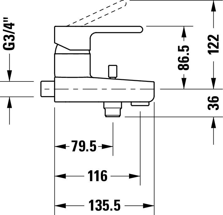 Baterie cada Duravit B25230000010, B.2, montaj pe perete, tip incastra