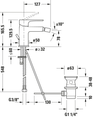 Baterie bideu Duravit B12400001010, B.1, tip comanda monocomanda, mari
