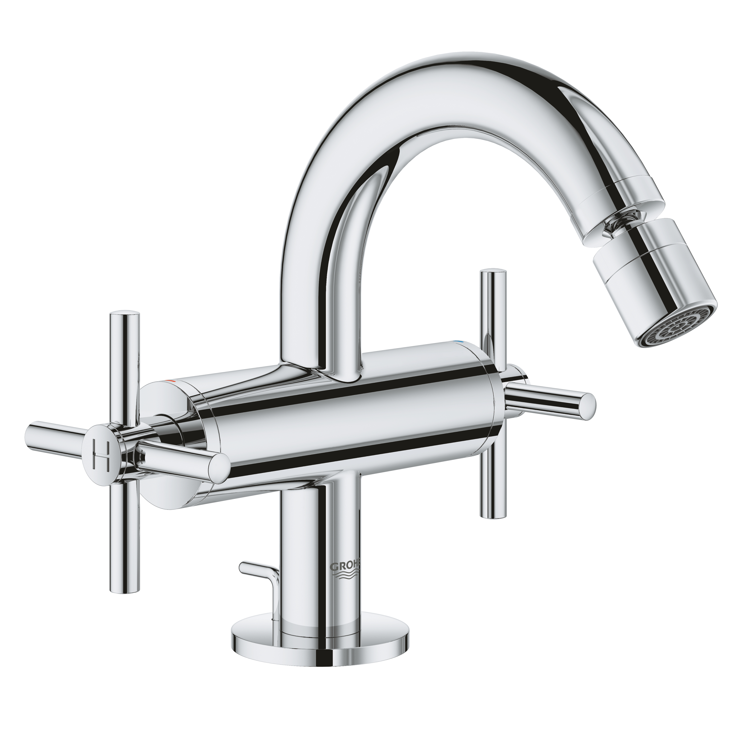 Grohe Baterie bideu grohe atrio 24027003, 3/8'', dubla comanda, cartus ceramic, evacuare cu tija, marimea s, crom
