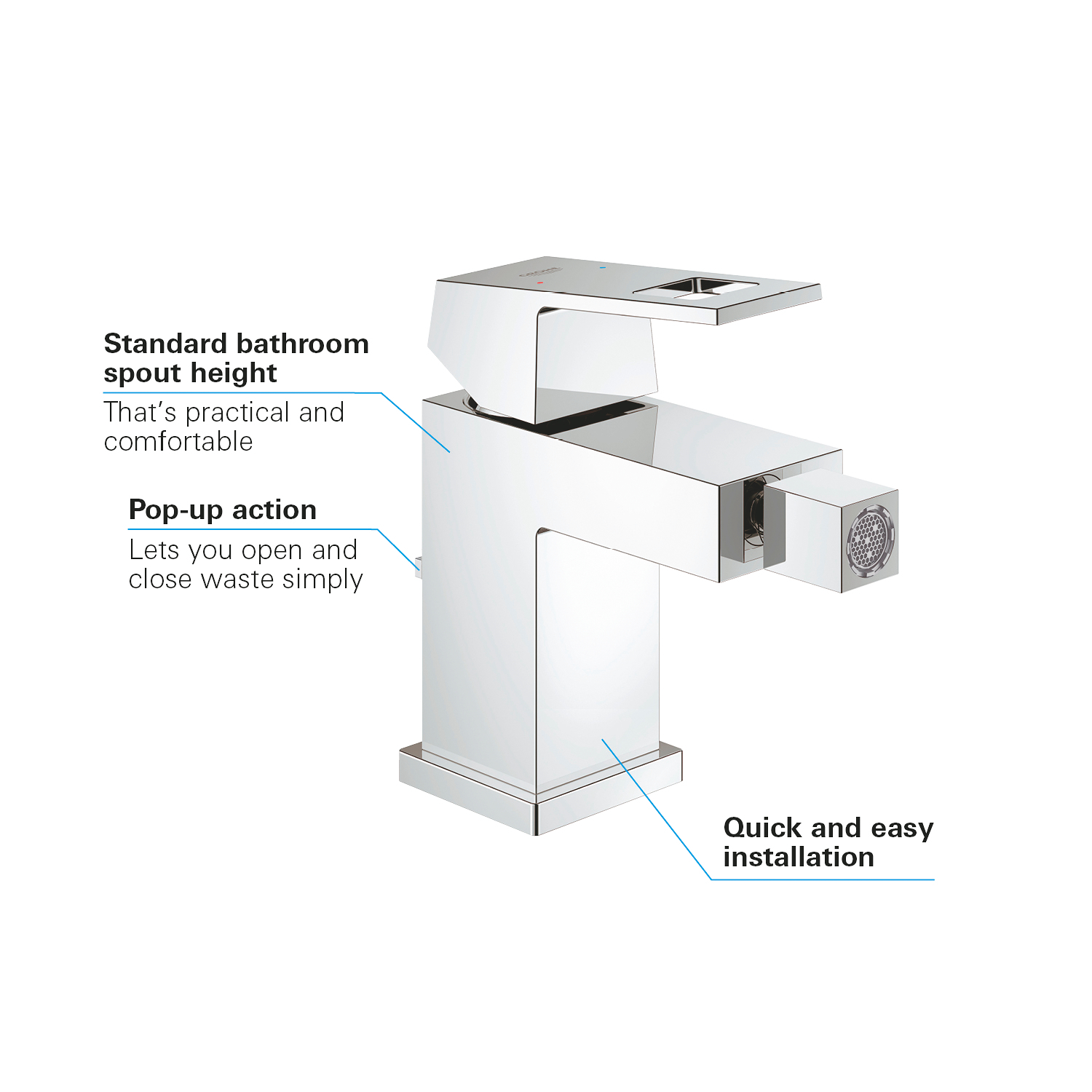 Baterie bideu Grohe 23138000, 28 mm, 1 bar, 34 mm, 139 mm, 112 mm, 415 mm, 1 orificii instalare, Crom