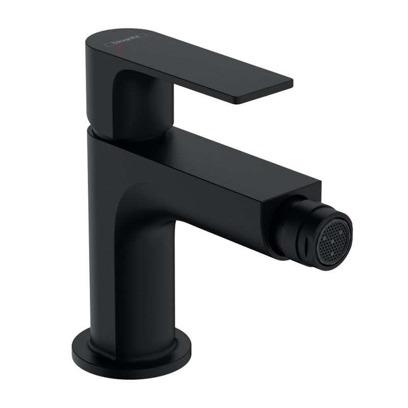 Hansgrohe Baterie bideu hansgrohe rebris e 72213670, 3/8'', marimea m, monocomanda, cartus ceramic, ventil cu tija, mat, negru
