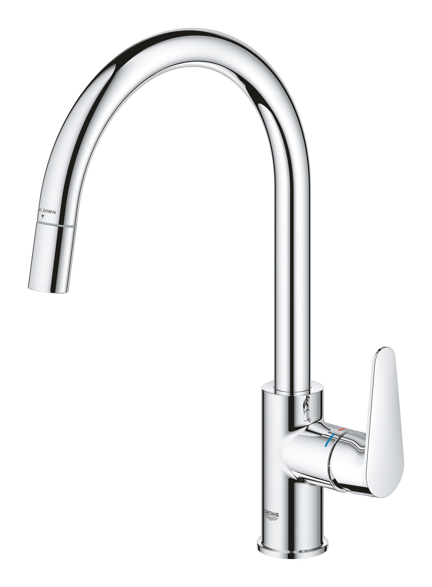 Baterie bucatarie Grohe 30547000, 0.8 bar, 357 mm, 215 mm, 1 orificii instalare, 1 sprayuri, 120 unghi pivotare, Crom