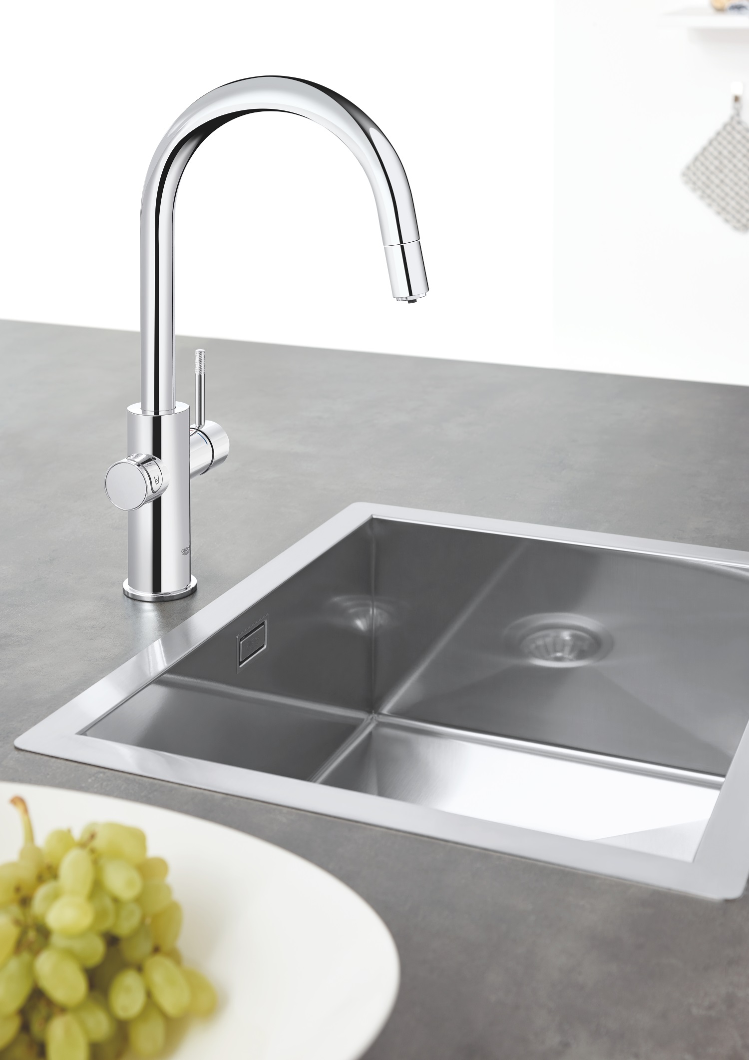 Grohe Baterie bucatarie grohe blue home, inalta, tip c, pentru racitor blue home, dus, crom, 1010730001