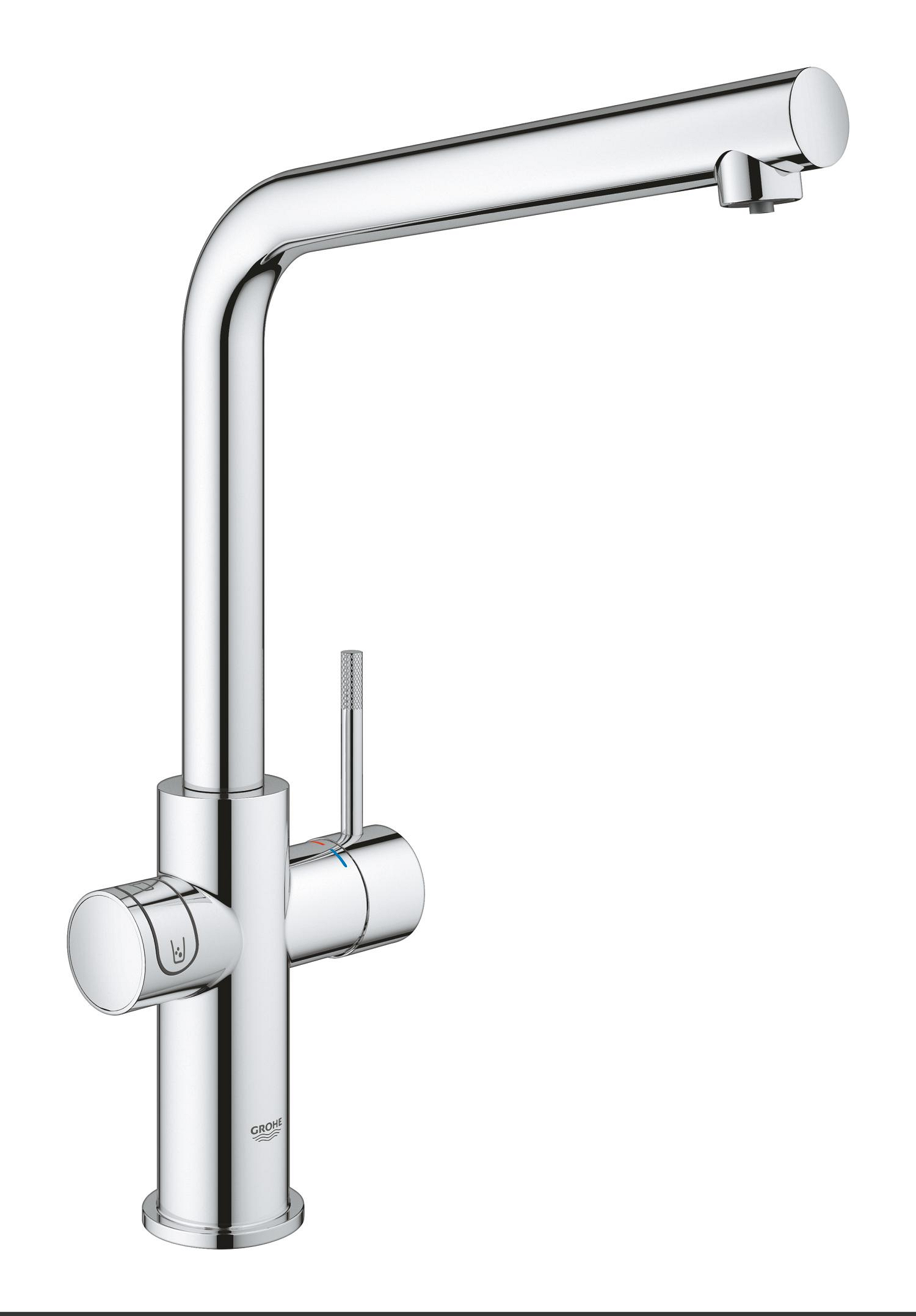 Baterie bucatarie Grohe 1010680001, 0.6 bar, 378 mm, 221 mm, 1 orificii instalare, 3 sprayuri, 150 unghi pivotare, Crom