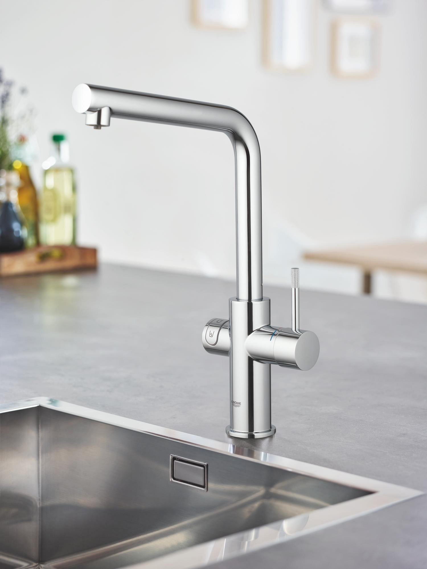 Grohe Baterie bucatarie grohe blue home, inalta, tip l, pentru racitor blue home, crom, 1010680001