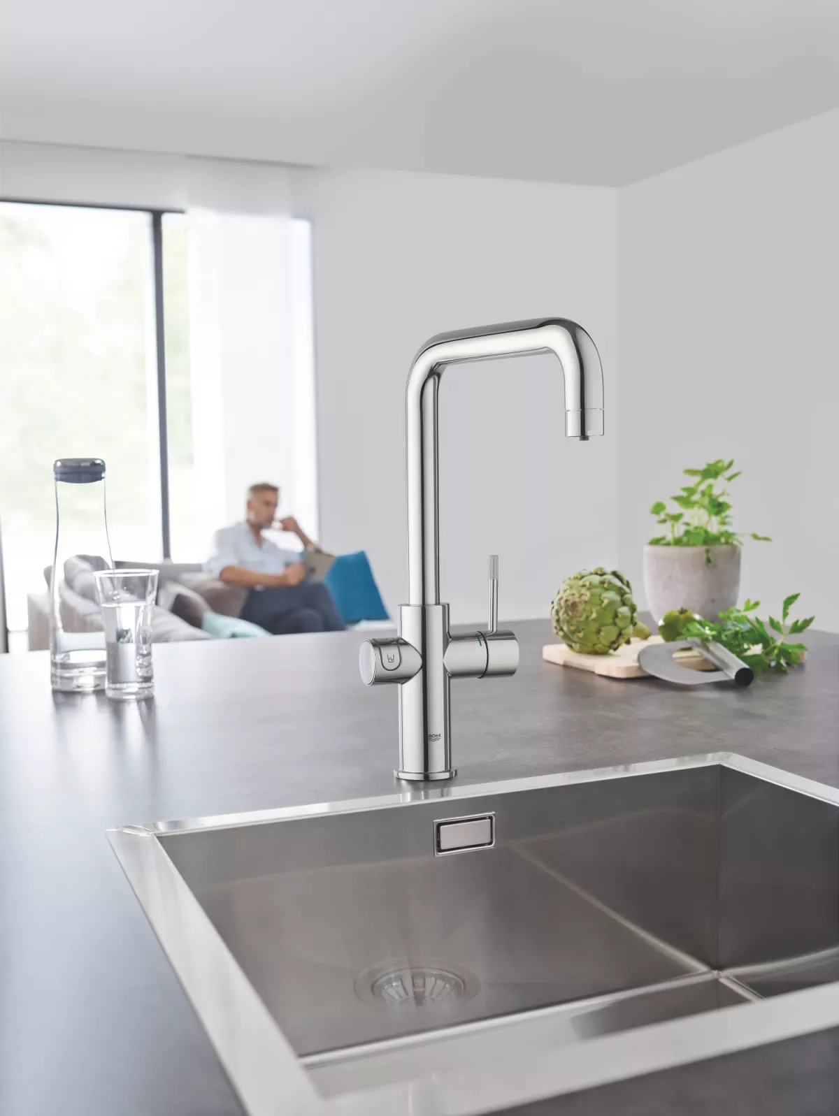 Grohe Baterie bucatarie grohe blue home, inalta, tip u, pentru racitor blue home, crom, 1010700001
