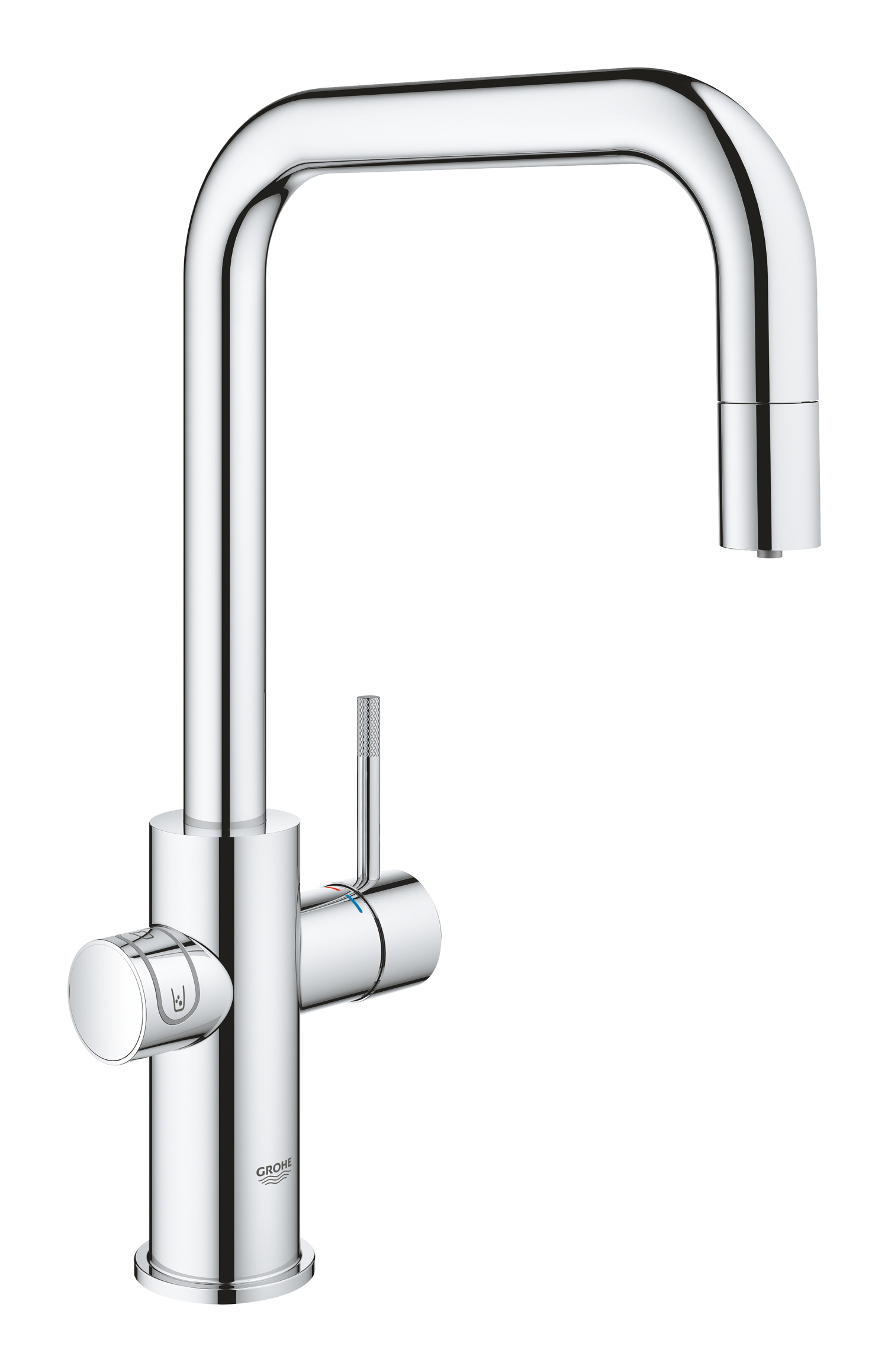 Baterie bucatarie Grohe 1010740001, 0.6 bar, 393 mm, 224 mm, 1 orificii instalare, 3 sprayuri, 160 unghi pivotare, Crom
