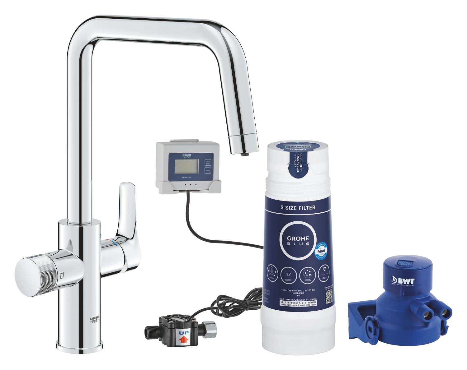 Grohe Baterie bucatarie grohe blue pure eurosmart, inalta, tip u, filtrare, 600 l, crom, 30584000