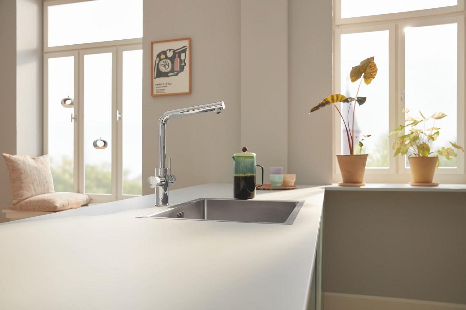 Baterie bucatarie Grohe 30588000, 1 bar, 370 mm, 221 mm, 1 orificii instalare, 2 sprayuri, 180 unghi pivotare, Crom
