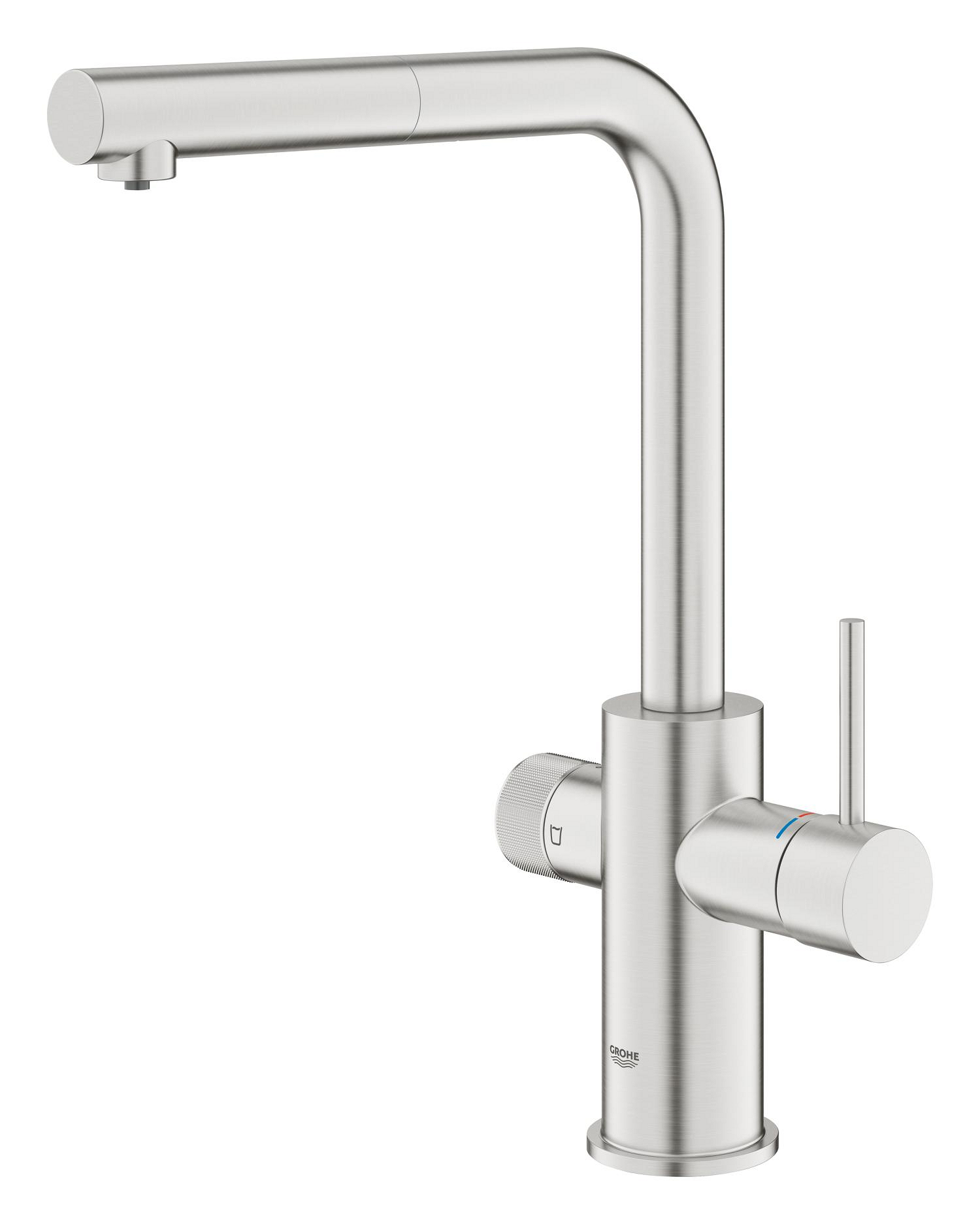 Baterie bucatarie Grohe 30590DC0, 1 bar, 367 mm, 223 mm, 1 orificii instalare, 2 sprayuri, Otel satinat