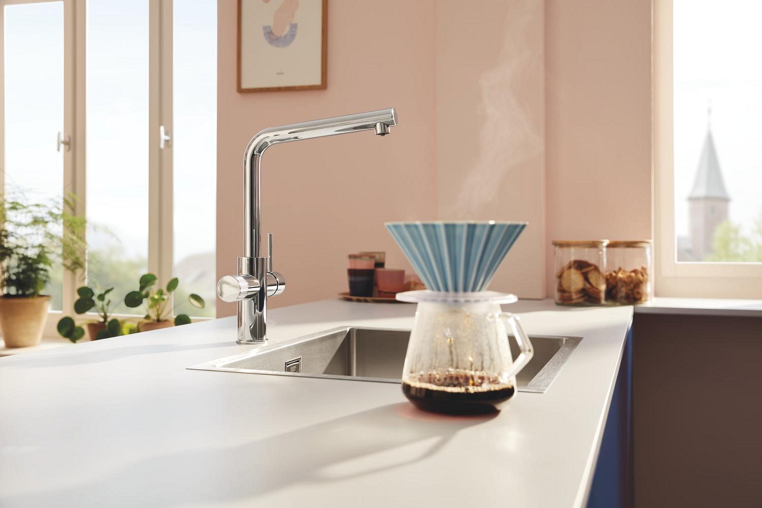 Baterie bucatarie Grohe 30600000, 1 bar, 367 mm, 223 mm, 1 orificii instalare, 2 sprayuri, 180 unghi pivotare, Crom