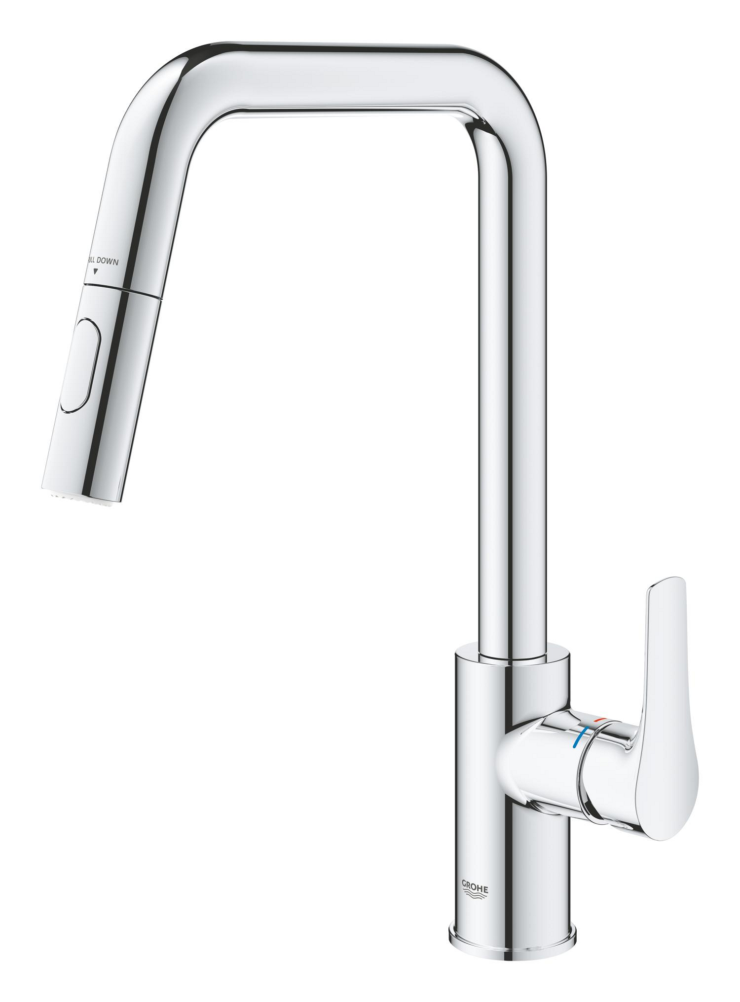 Baterie bucatarie Grohe 30619000, 1 bar, 362 mm, 221 mm, 1 orificii instalare, 2 sprayuri, 180 unghi pivotare, Crom