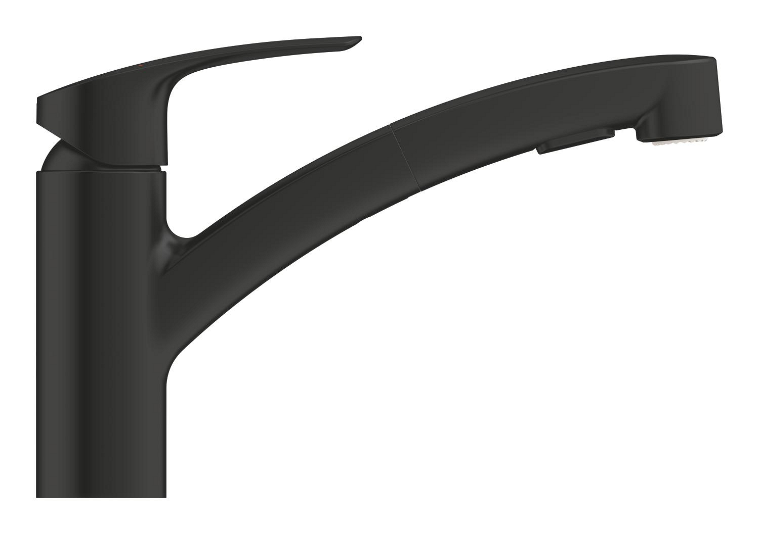 Baterie bucatarie Grohe 303052431, 1 bar, 181 mm, 227 mm, 1 orificii instalare, 2 sprayuri, 180 unghi pivotare, Negru