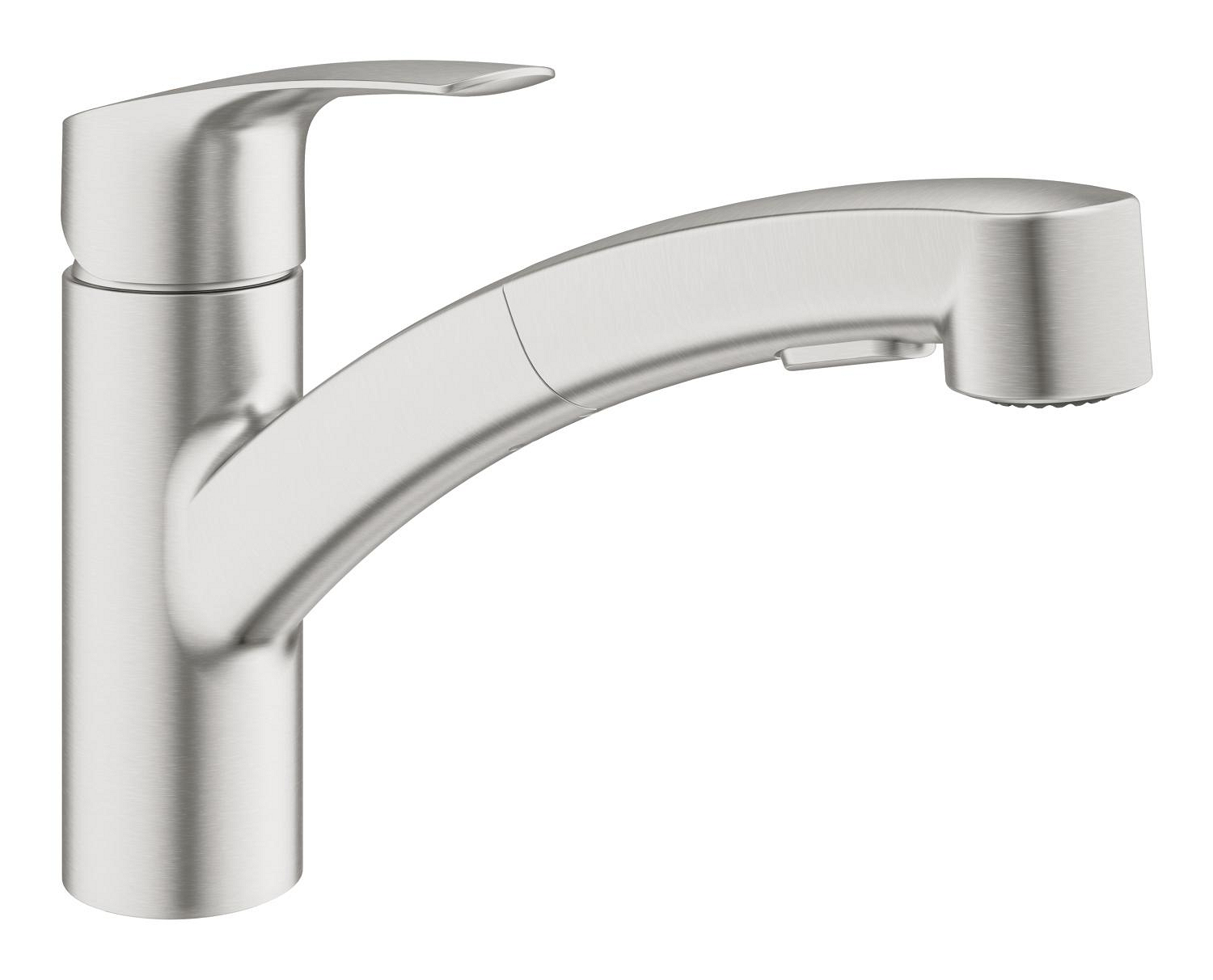 Grohe Baterie bucatarie grohe eurosmart, joasa, tip l, dus, 2 functii, mat, otel satinat, 30305dc1