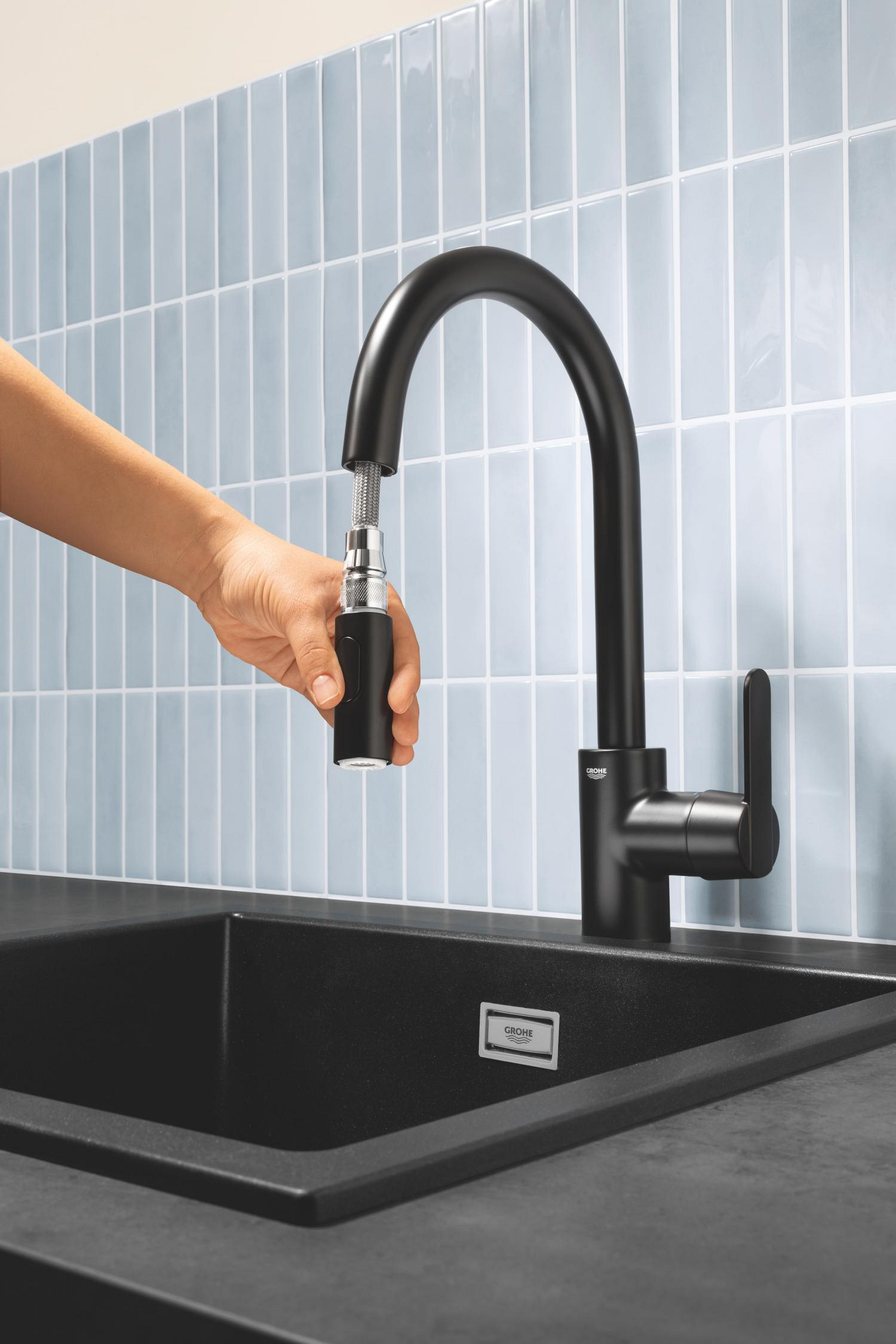 Baterie bucatarie Grohe 314842431, Get, tip comanda monocomanda, forma