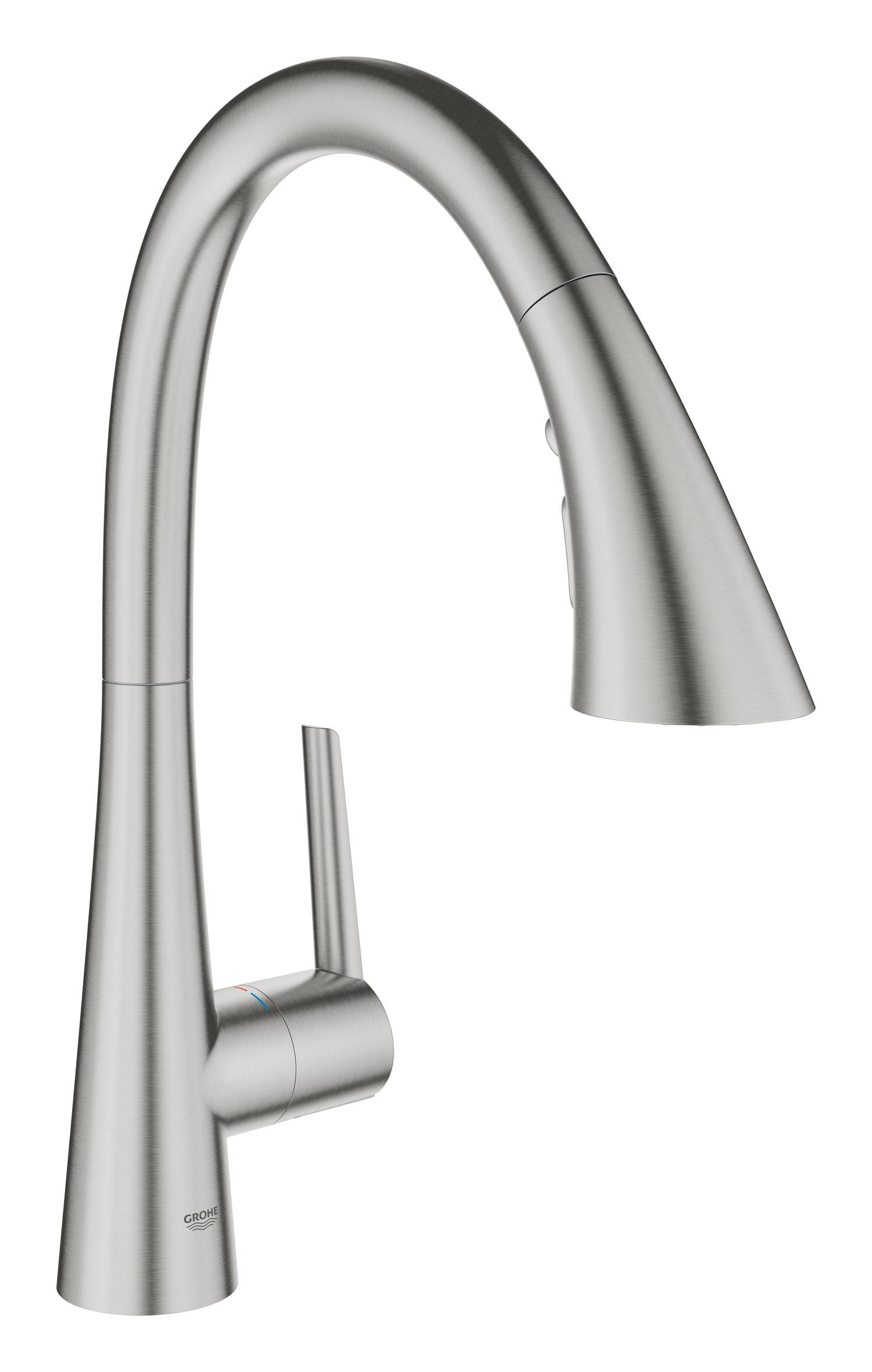 Grohe Baterie bucatarie grohe scala, inalta, tip c, dus, 2 functii, mat, otel satinat, 30440dc0