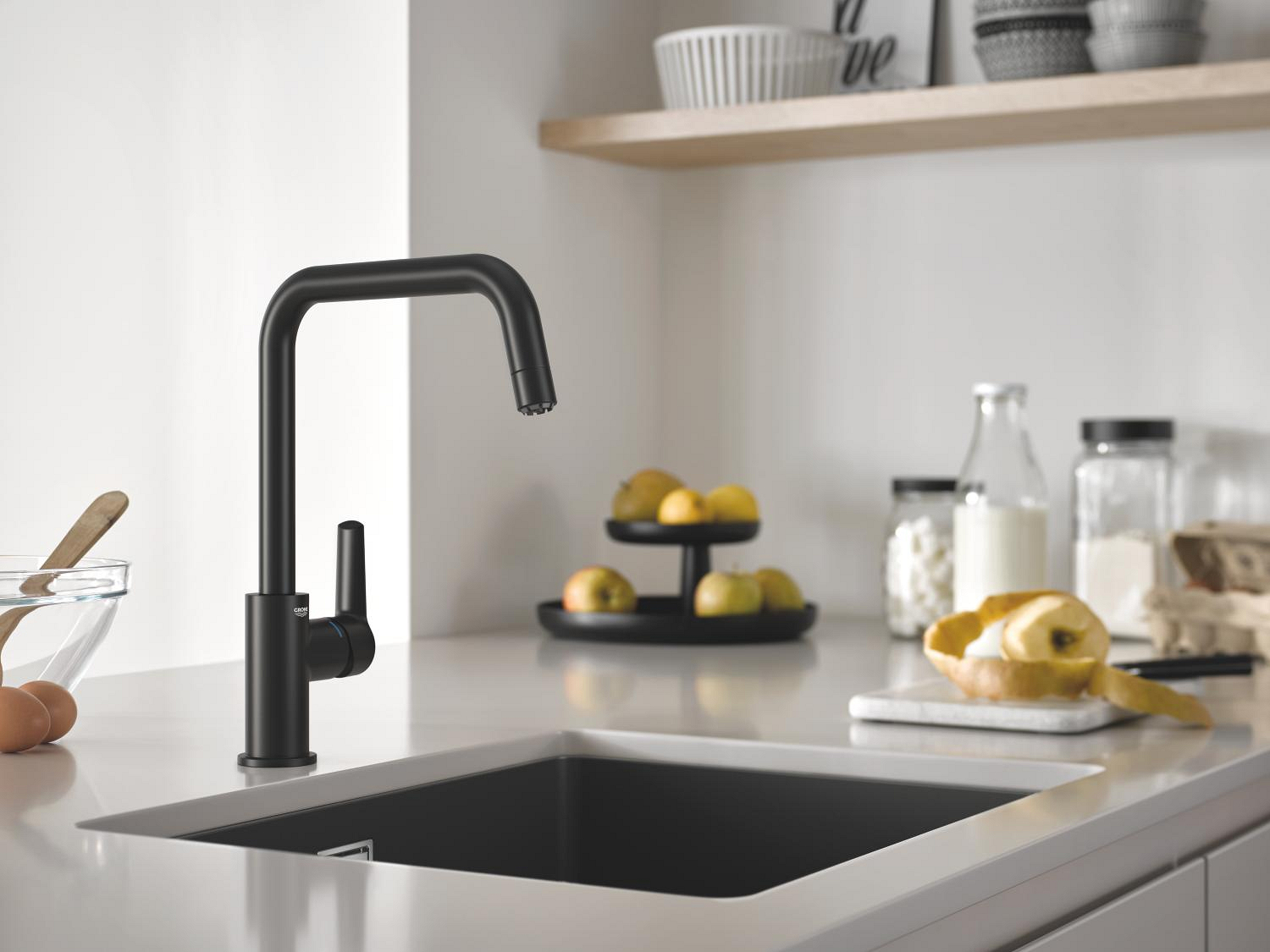 Grohe Baterie bucatarie grohe start, inalta, tip c, mat, negru, 1012422430