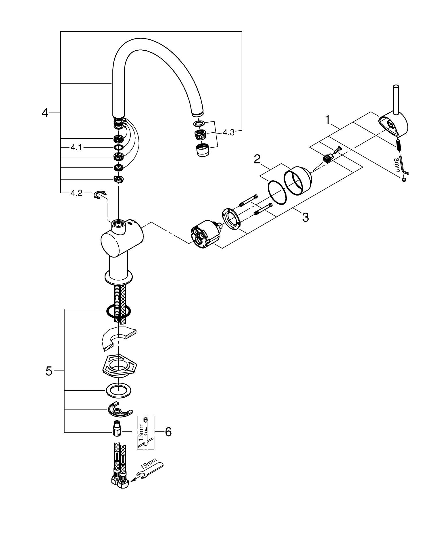 Baterie bucatarie Grohe 30427000, 1 bar, 356 mm, 223 mm, 1 orificii instalare, 1 sprayuri, 360 unghi pivotare, Crom