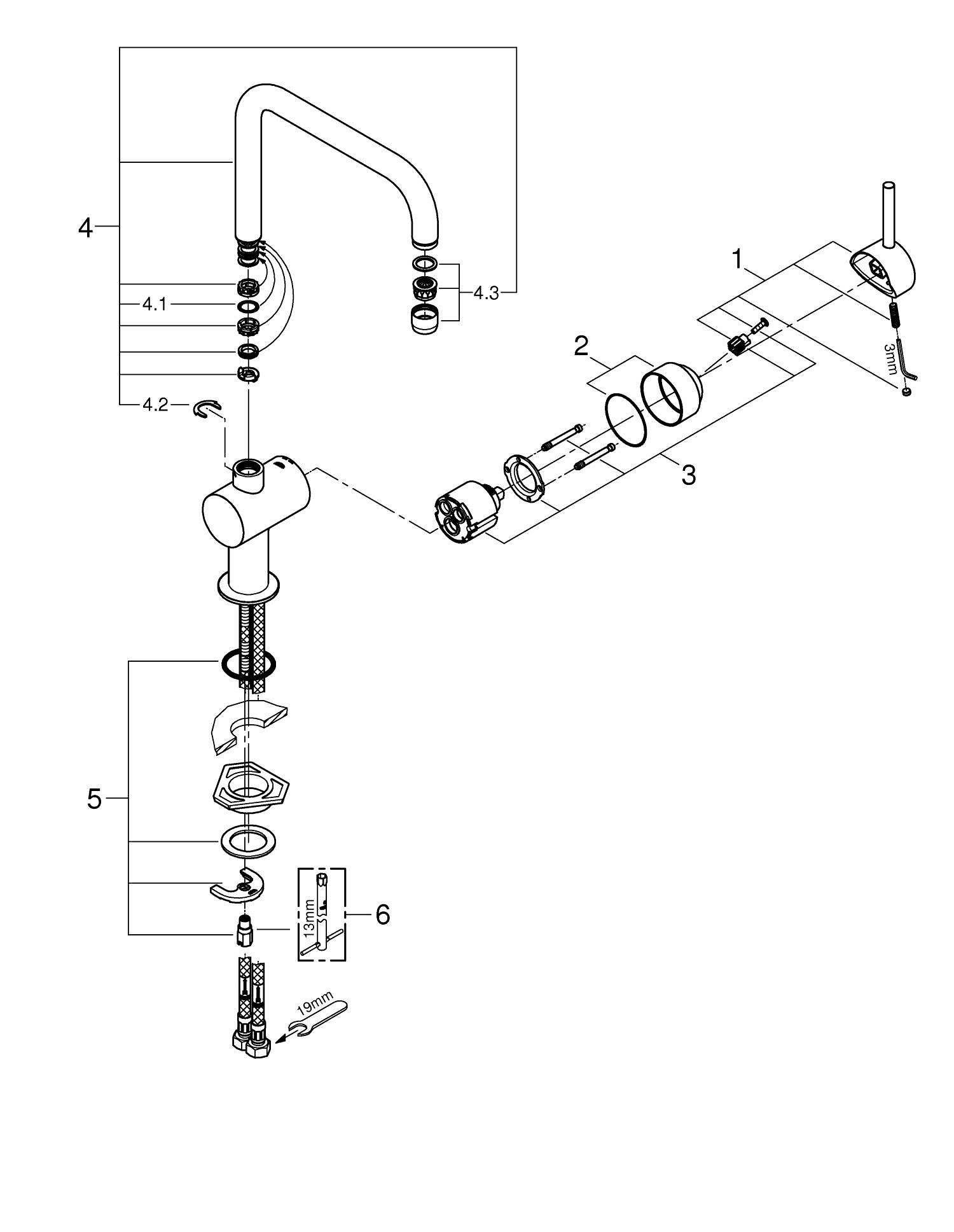 Baterie bucatarie Grohe 30429000, Vento, tip comanda monocomanda, mari