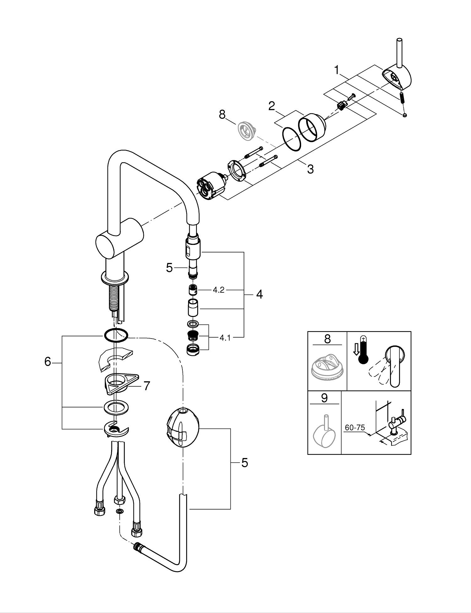 Baterie bucatarie Grohe 30435000, 1 bar, 328 mm, 223 mm, 1 orificii instalare, 1 sprayuri, 180 unghi pivotare, Crom