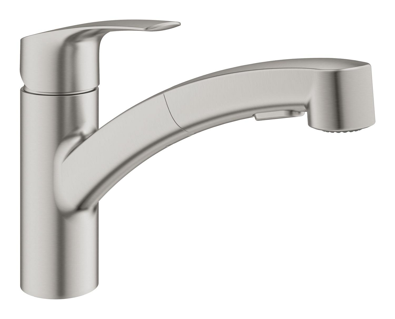 Grohe Baterie bucatarie grohe via, joasa, tip l, dus, 2 functii, mat, otel satinat, 30406dc0