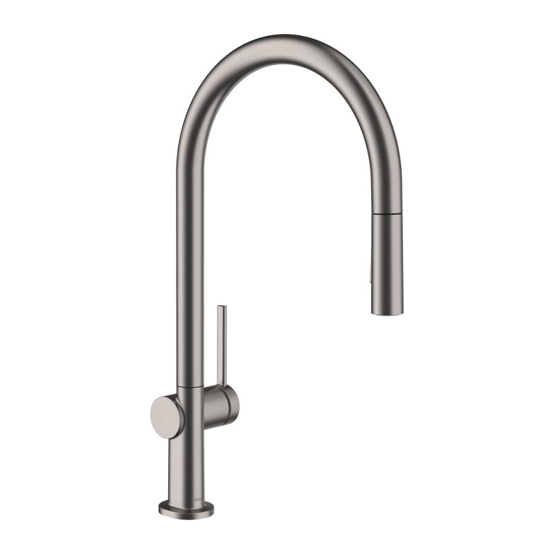 Hansgrohe Baterie bucatarie hansgrohe m54 72800340, inalta, tip c, dus extractabil, mat, otel satinat