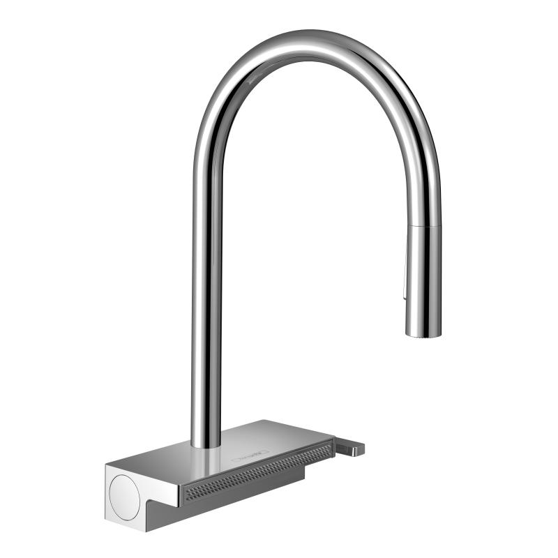 Hansgrohe Baterie bucatarie hansgrohe m81 73831000, inalta, tip l, dus, waterfall, sbox, crom