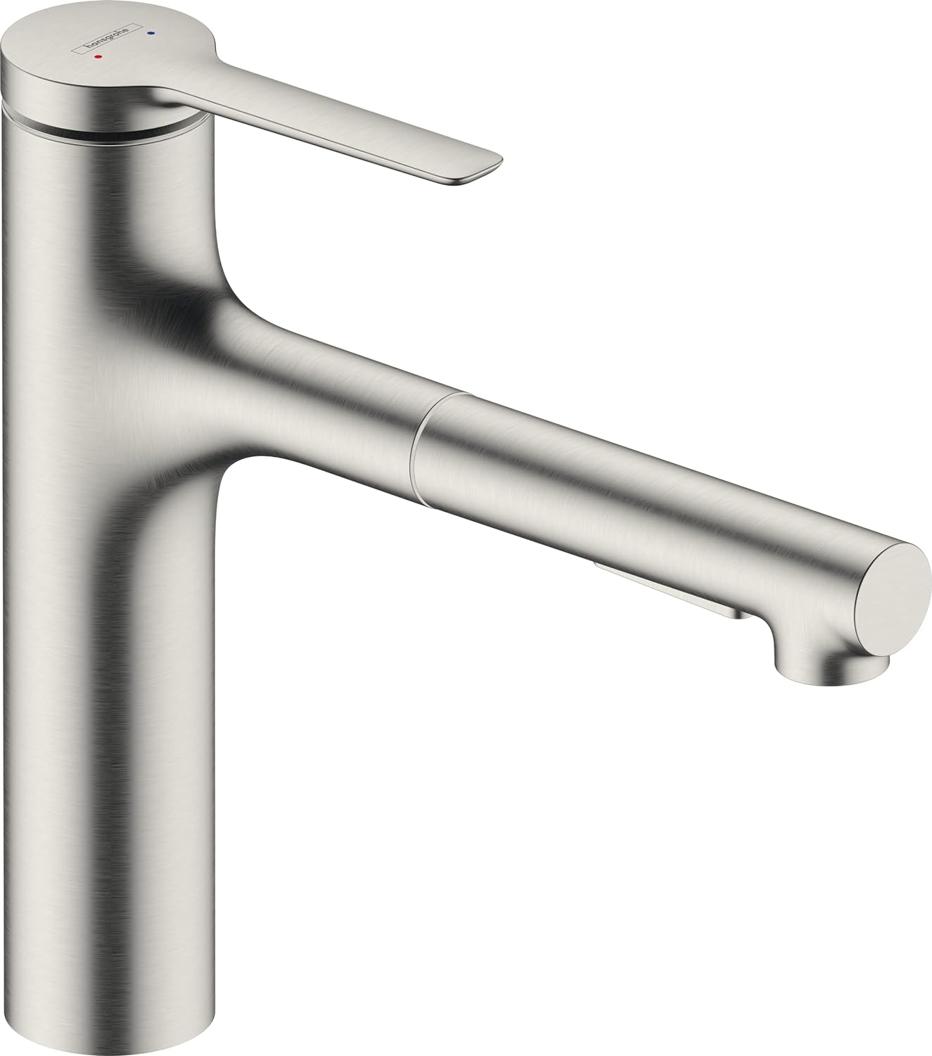 Hansgrohe Baterie bucatarie hansgrohe zesis m33, medie, tip l, dus, 2 functii, sbox, mat, otel satinat, 74823800