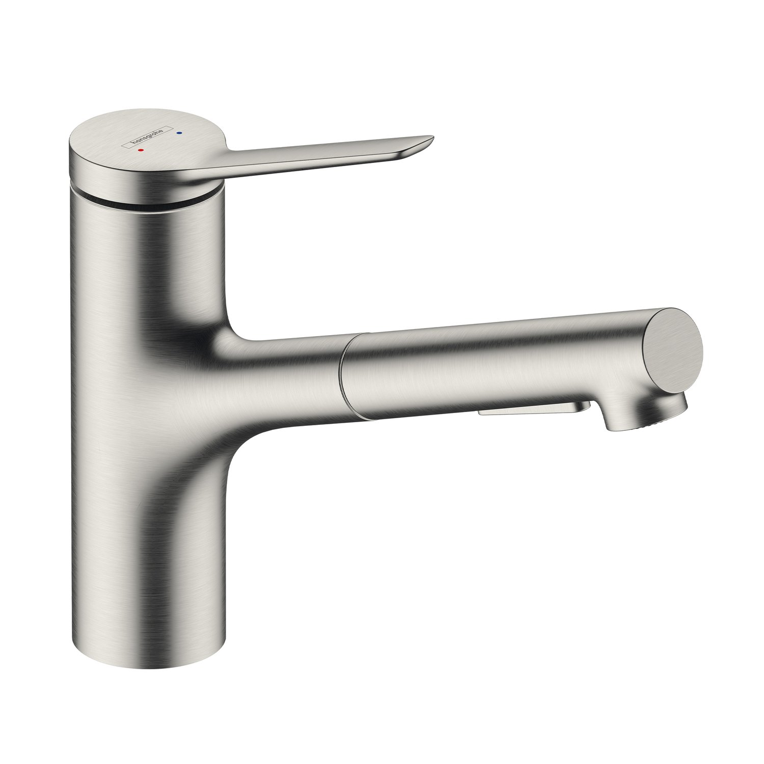 Hansgrohe Baterie bucatarie hansgrohe zesis m33, medie, tip l, dus, sbox, mat, otel satinat, 74821800
