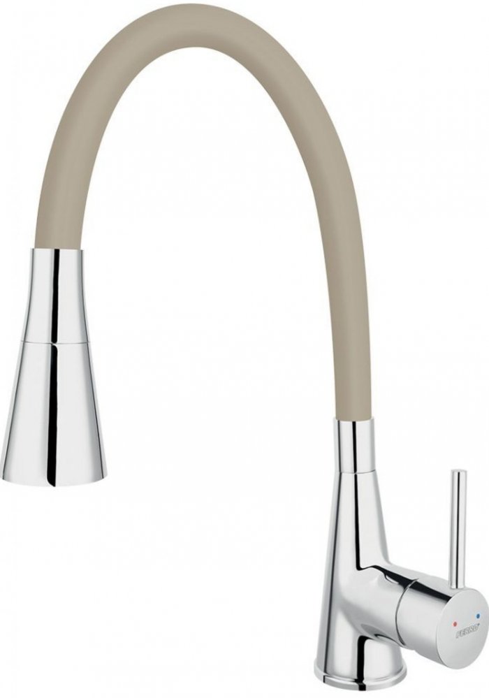 Novaservis Baterie bucatarie novaservis ferro, inalta, tip c, flexibila, crom/bej, 70720,0be
