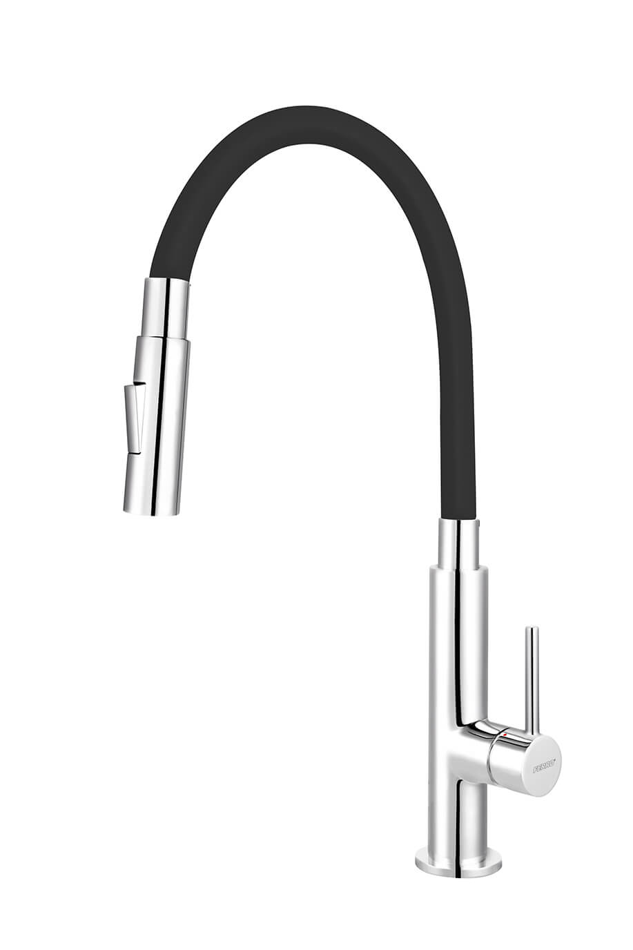 Novaservis Baterie bucatarie novaservis ferro, inalta, tip c, 2 functii, negru/crom, 70730,0c