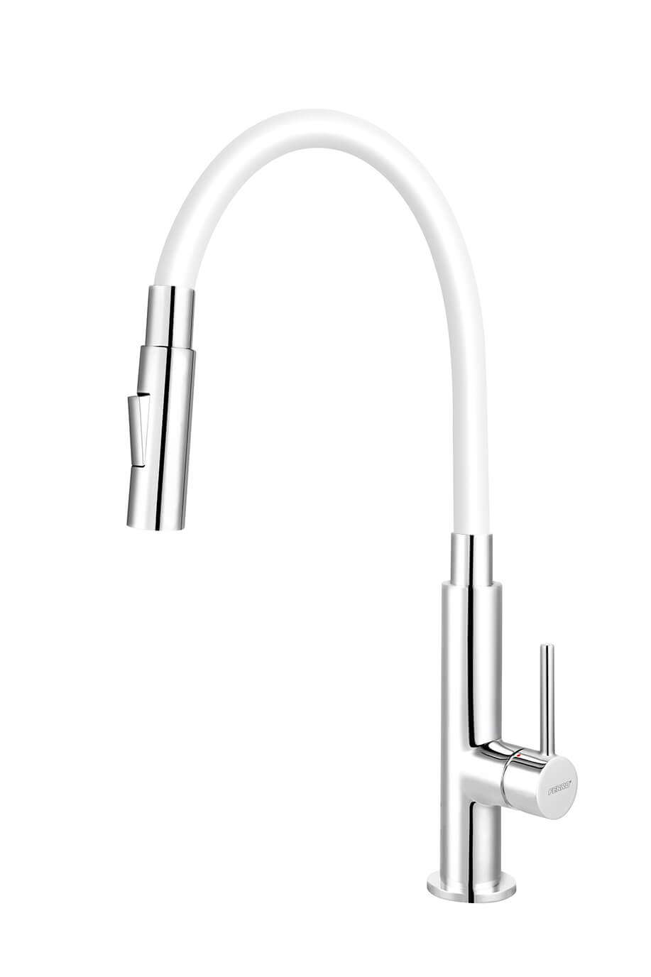 Novaservis Baterie bucatarie novaservis ferro, inalta, tip c, 2 functii, alb/crom, 70730,0b
