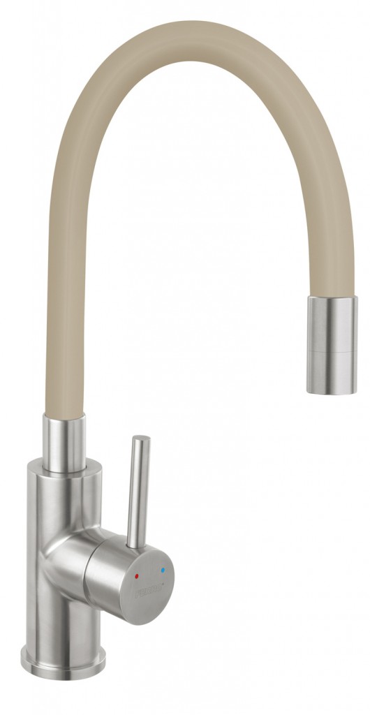 Novaservis Baterie bucatarie novaservis, inalta, tip c, flexibila, crom/bej, 70710,4be