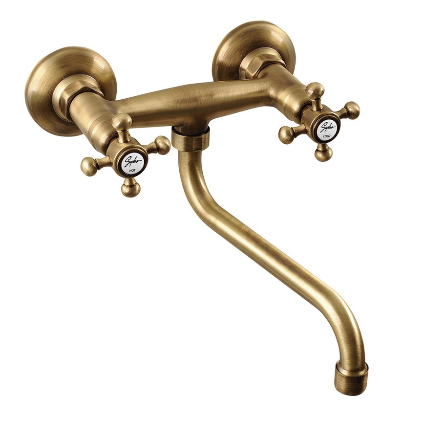 Sapho Baterie bucatarie retro sapho rubinetteria, pe perete, 230 mm, mat, bronz, 3066