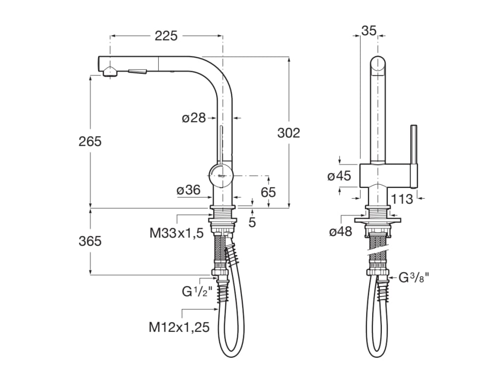 Baterie bucatarie Roca A5A851FNB0, ONA, tip comanda monocomanda, forma