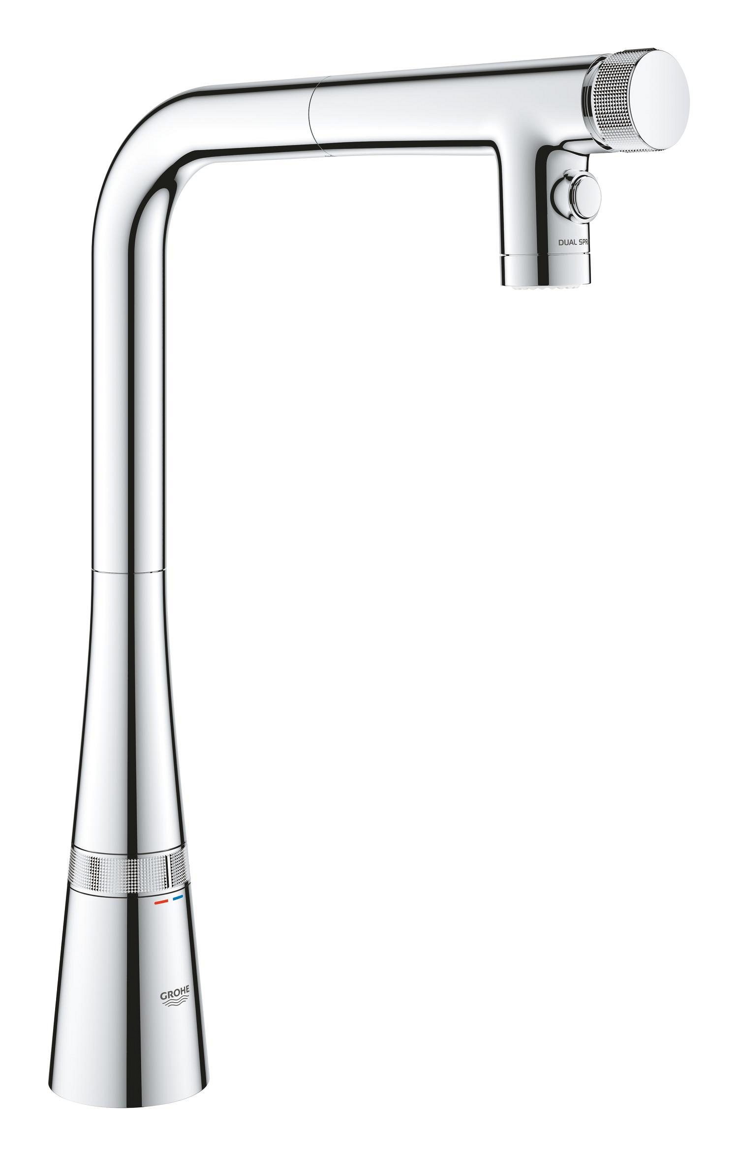 Baterie bucatarie Grohe 31886000, 1 bar, 376 mm, 200 mm, 1 orificii instalare, 2 sprayuri, 180 unghi pivotare, Crom