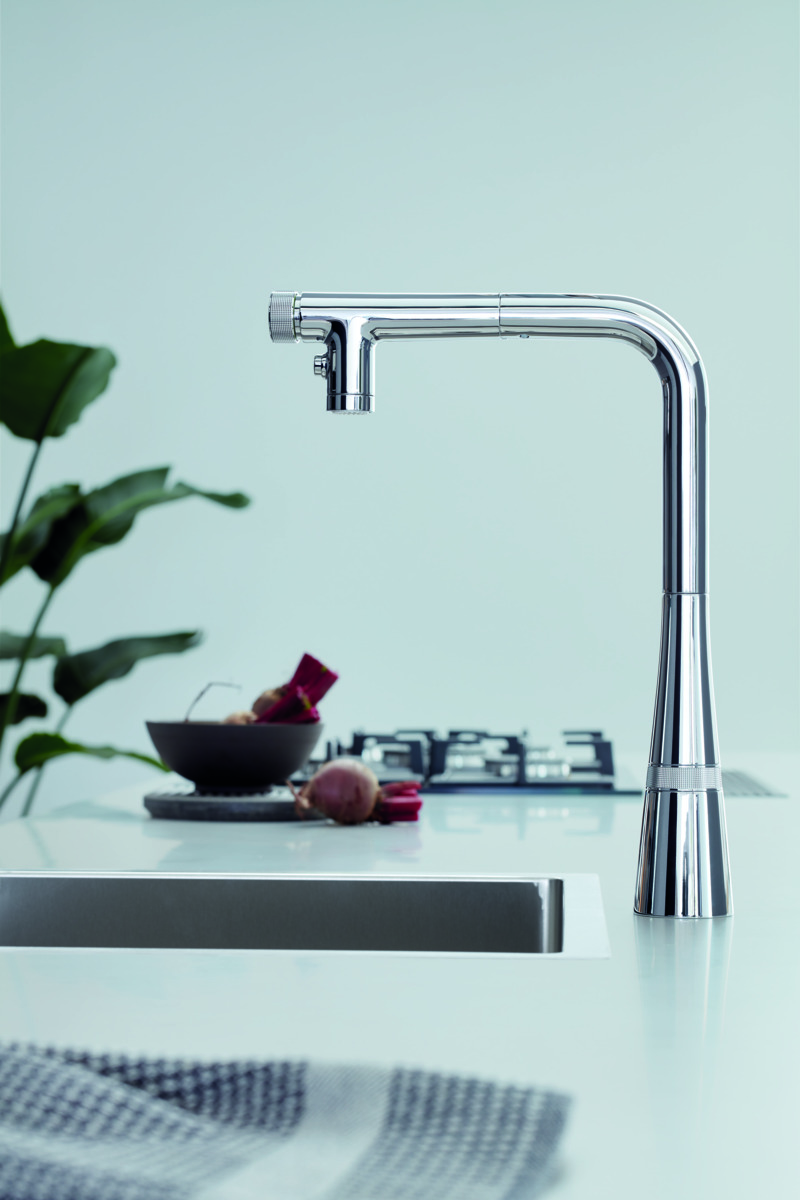 Grohe Baterie bucatarie zedra, inalta, tip l, dus, 2 functii, crom, 31886000