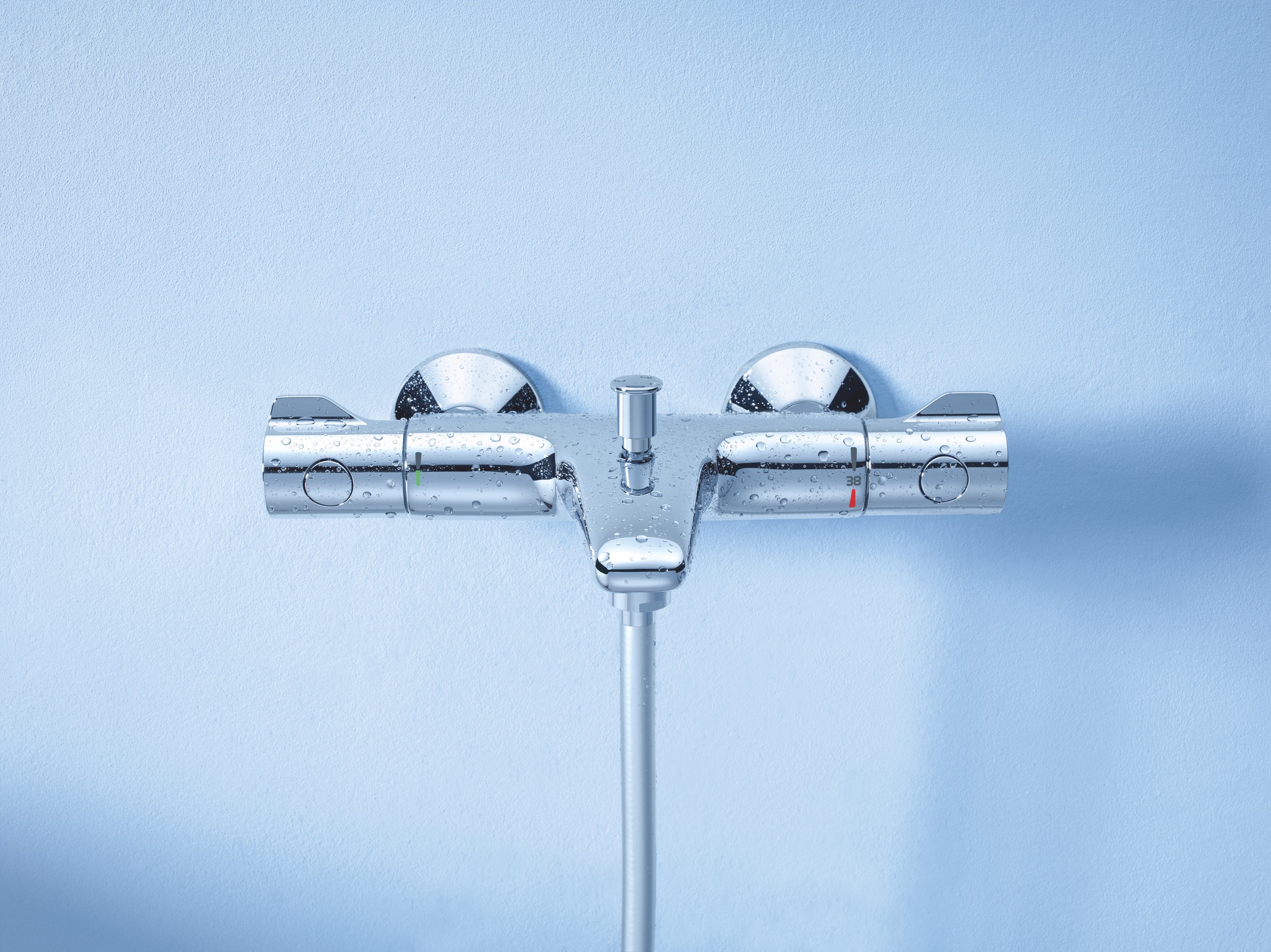 Baterie cada Grohe 34567000, 107 mm, 1 bar, 304 mm, 168 mm, 61 mm, 2 orificii instalare, 1/2 dimensiune racord, Crom
