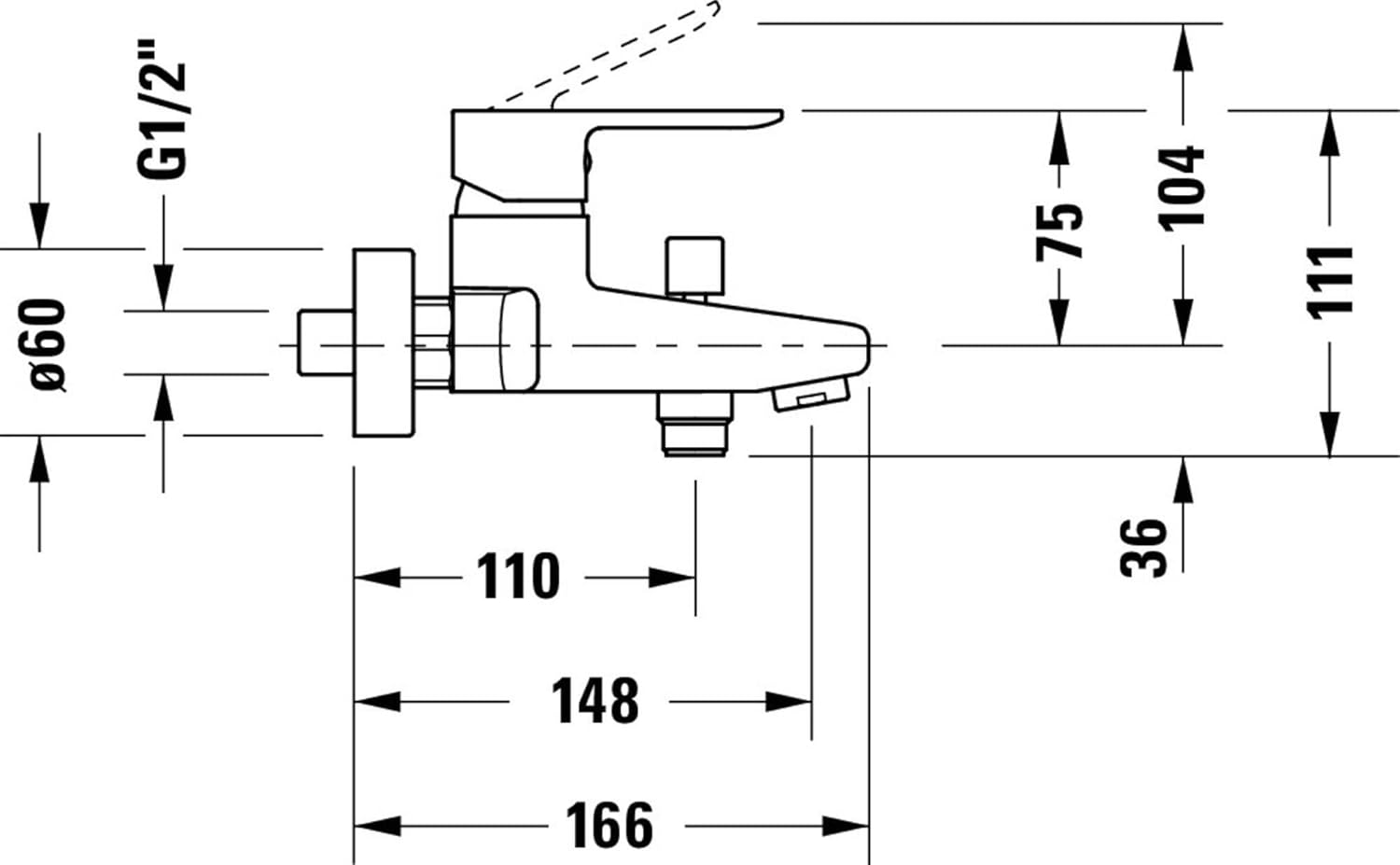 Baterie cada Duravit A15230001010, A.1, montaj pe perete, tip incastra