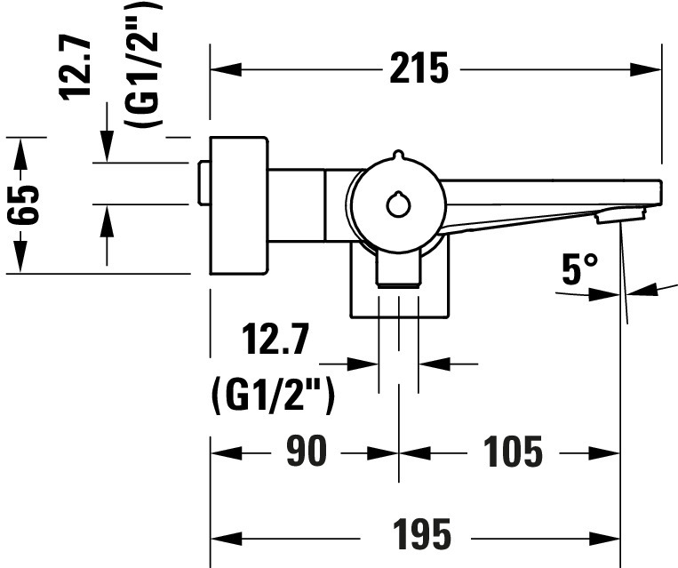 Baterie cada Duravit TU5230000046, Tulum, montaj pe perete, tip incast