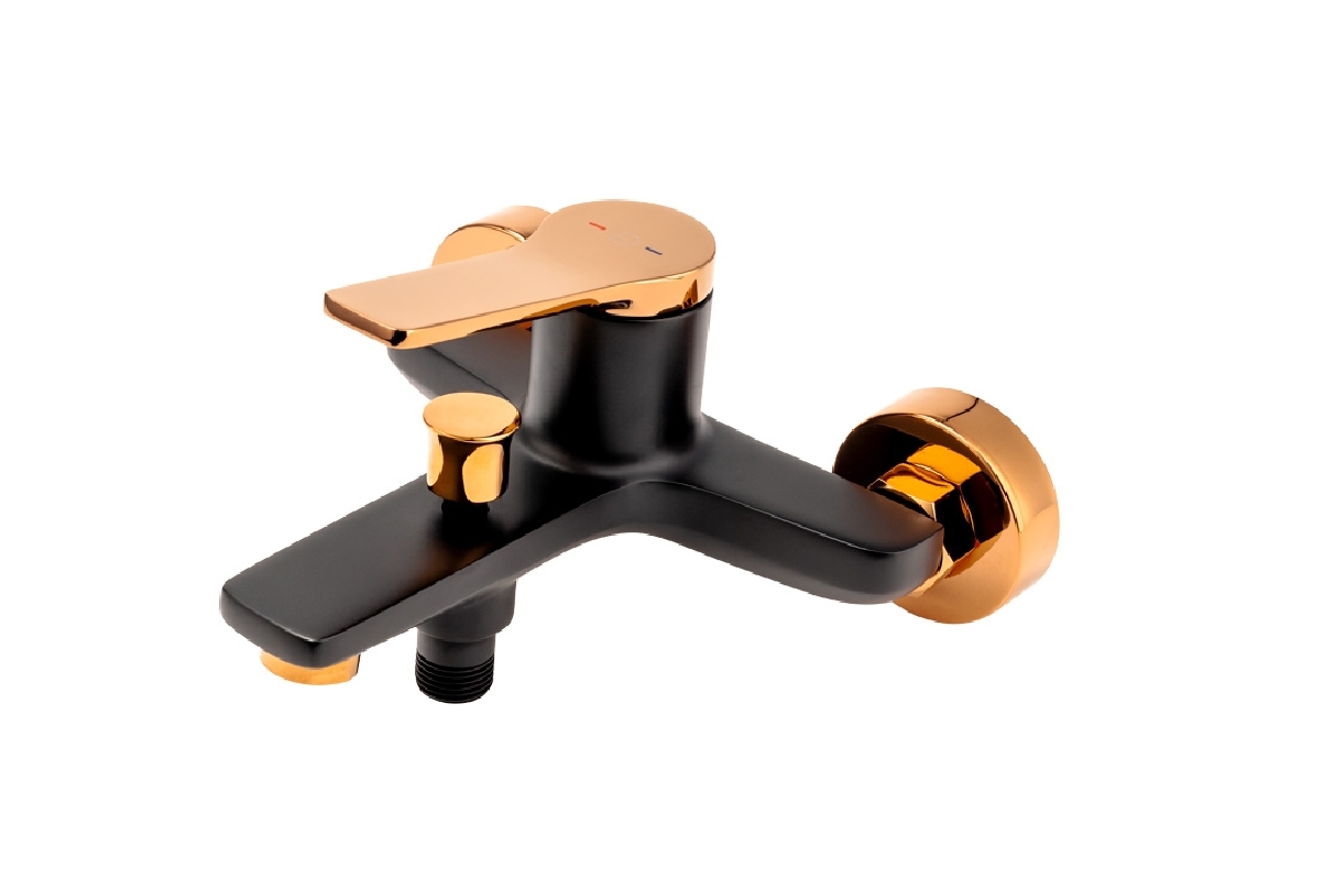 FDesign Baterie cada fdesign seppia fd1-spa-1-25, 1/2'', aparenta, monocomanda, diverter, mat, negru / cupru