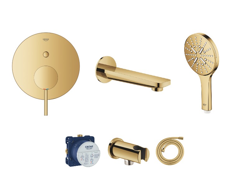Grohe Baterie cada grohe atrio, incastrata, set dus, lucios, auriu, 24066gl3-3st