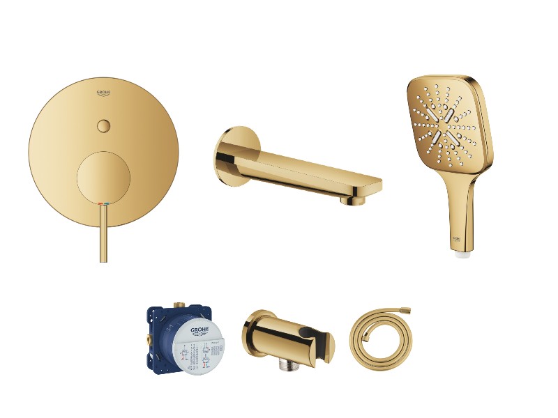 Grohe Baterie cada grohe atrio, incastrata, set dus, lucios, auriu, 24066gl3-4st